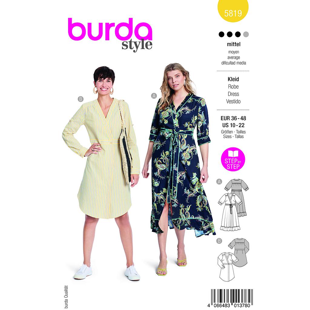 [B5819] Patron Burda 5819 - Robe portefeuille du 36 au 48 FR