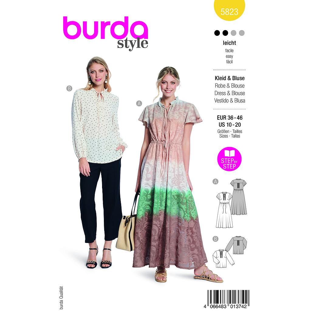 [B5823] Patron Burda 5823 - Maxi- robe du 36 au 46 FR