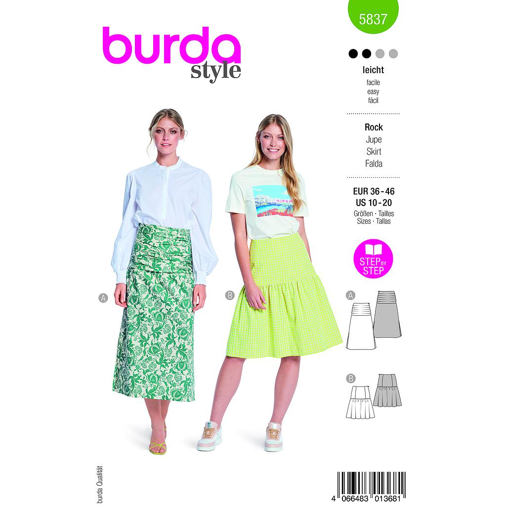 Patron Burda 5837 - Jupe midi du 36 au 46 FR