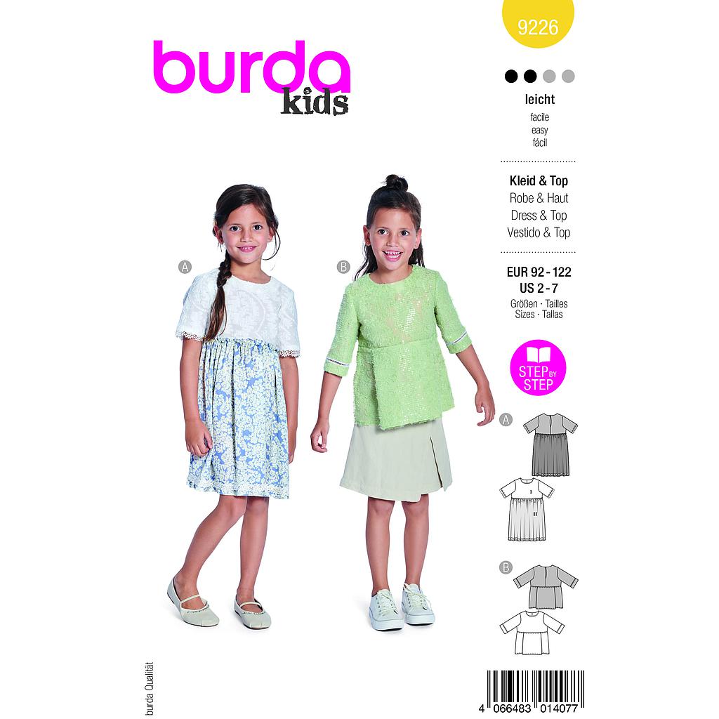 Patron Burda 9226 - Jupe haute pour enfants