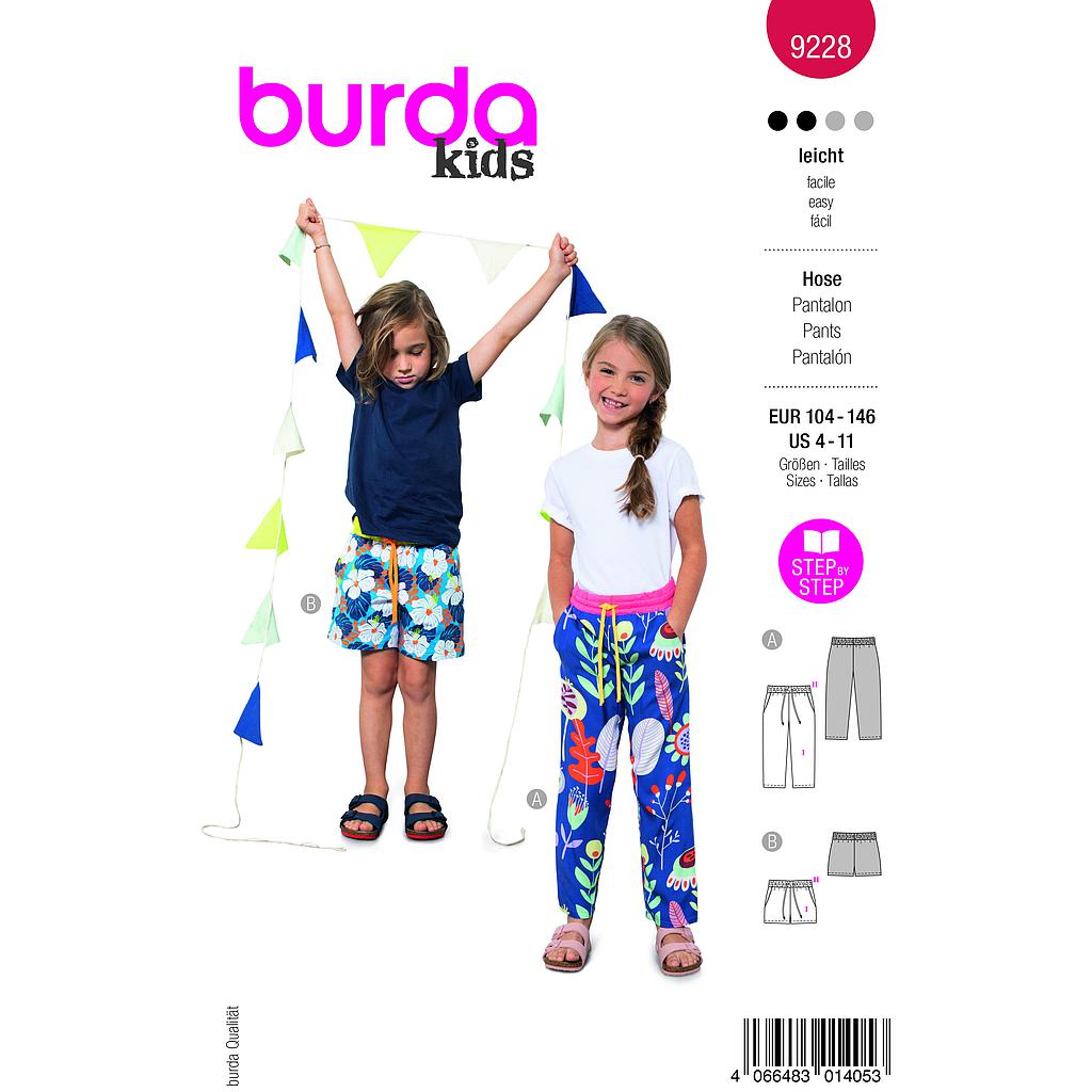 [B9228] Patron Burda 9228 - Short hawaïen pour enfants