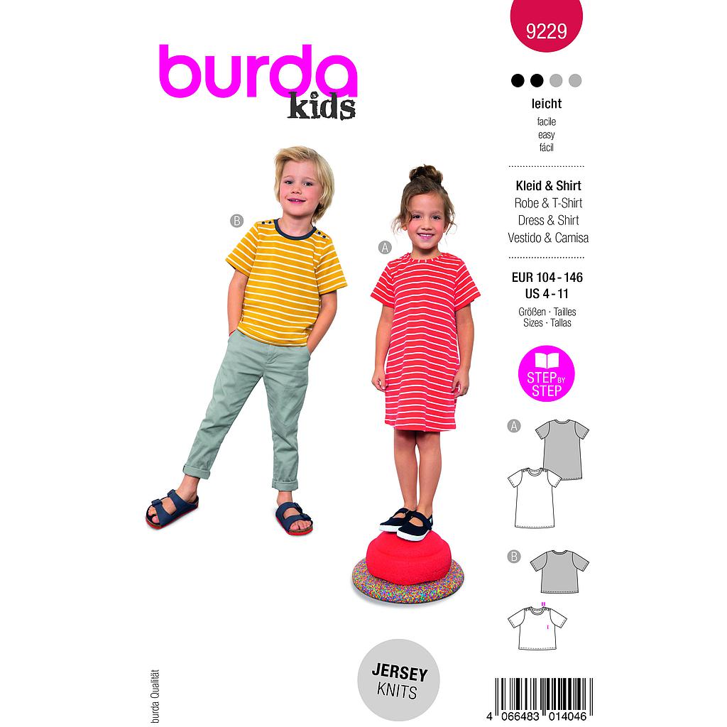 [B9229] Patron Burda 9229 - Robe dété pour enfants