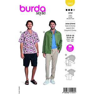 Patron Burda 5842 - Chemises pour hommes du 48 au 58 FR