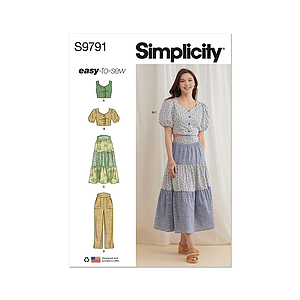 Patron Simplicity 9791 - Haut, jupe et pantalon du 32 au 48 FR