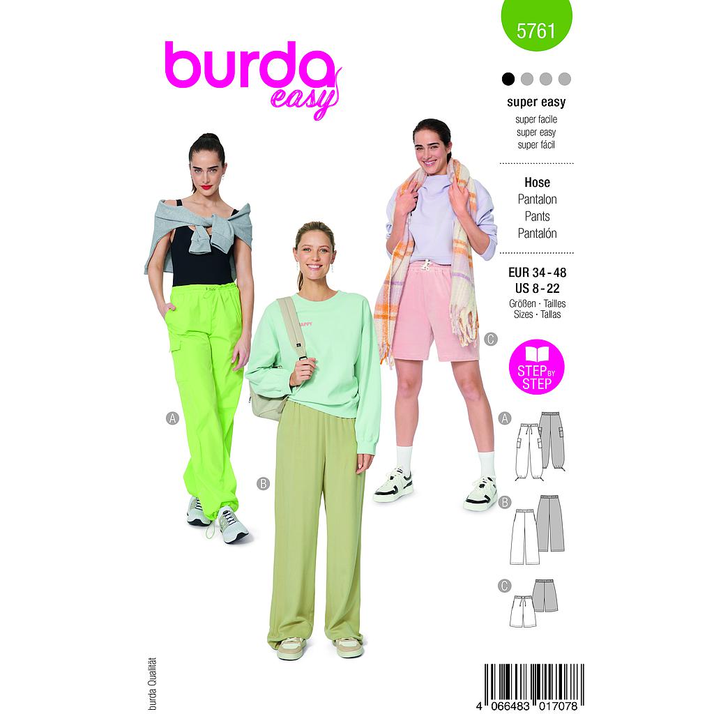 [B5761] Patron Burda 5761 - Pantalons polyvalents 