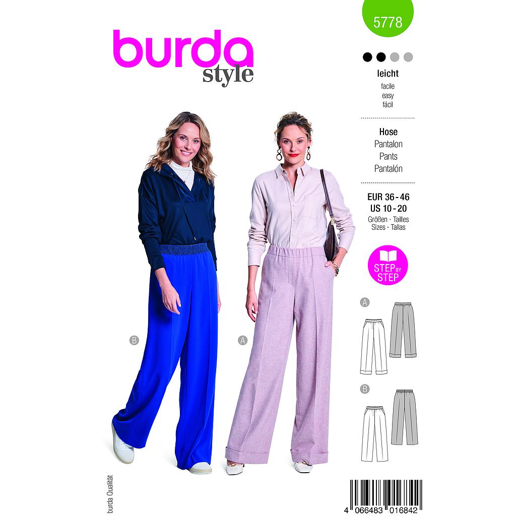 [B5778] Patron Burda 5778 - Pantalon élégant et décontracté