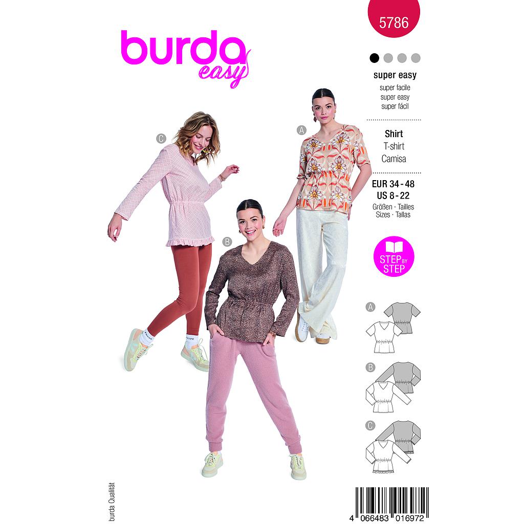 [B5786] Patron Burda 5786 - Chemises et nuisette