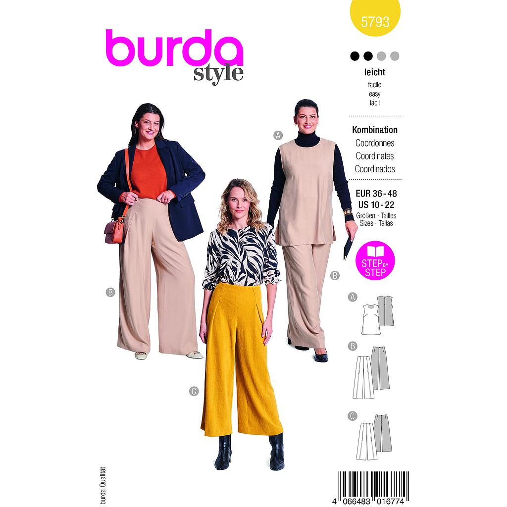 [B5793] Patron Burda 5793 - Combinaison élégante et décontractée 