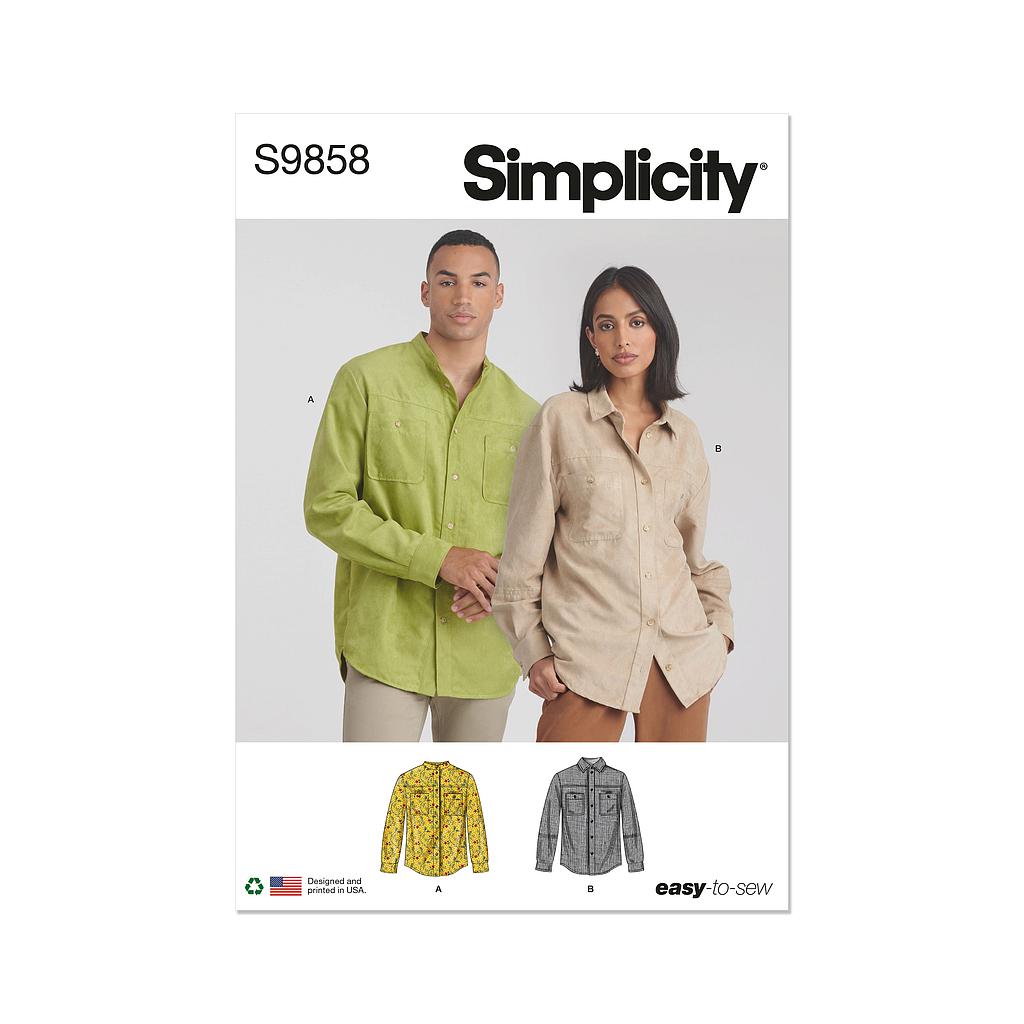 [S9858] Patron Simplicity 9858 - Chemises unisexes