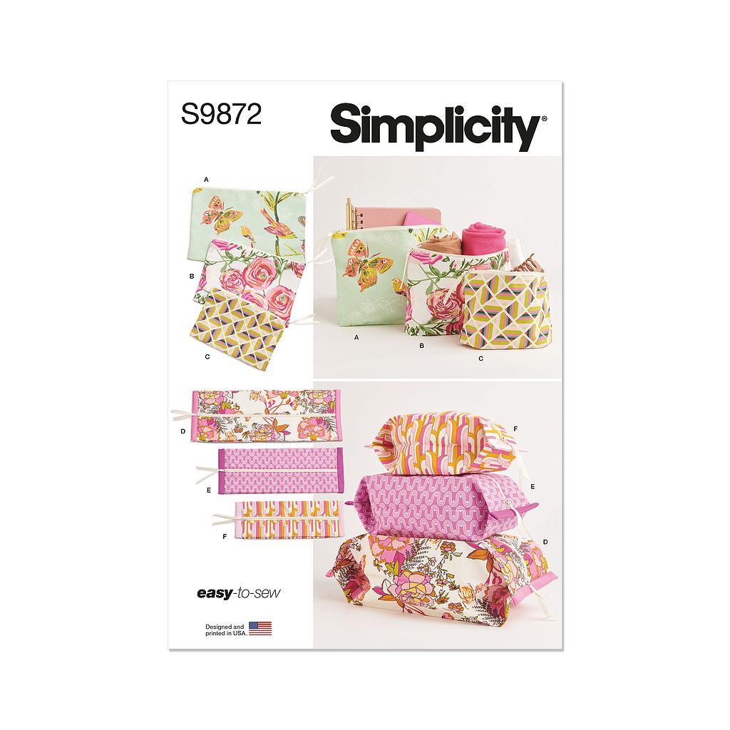 [S9872.OS] Patron Simplicity 9872 - Étuis à fermeture éclair