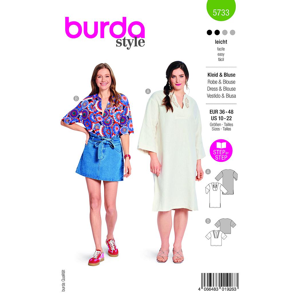 [B5733] Patron Burda 5733 - Robe & Blouse