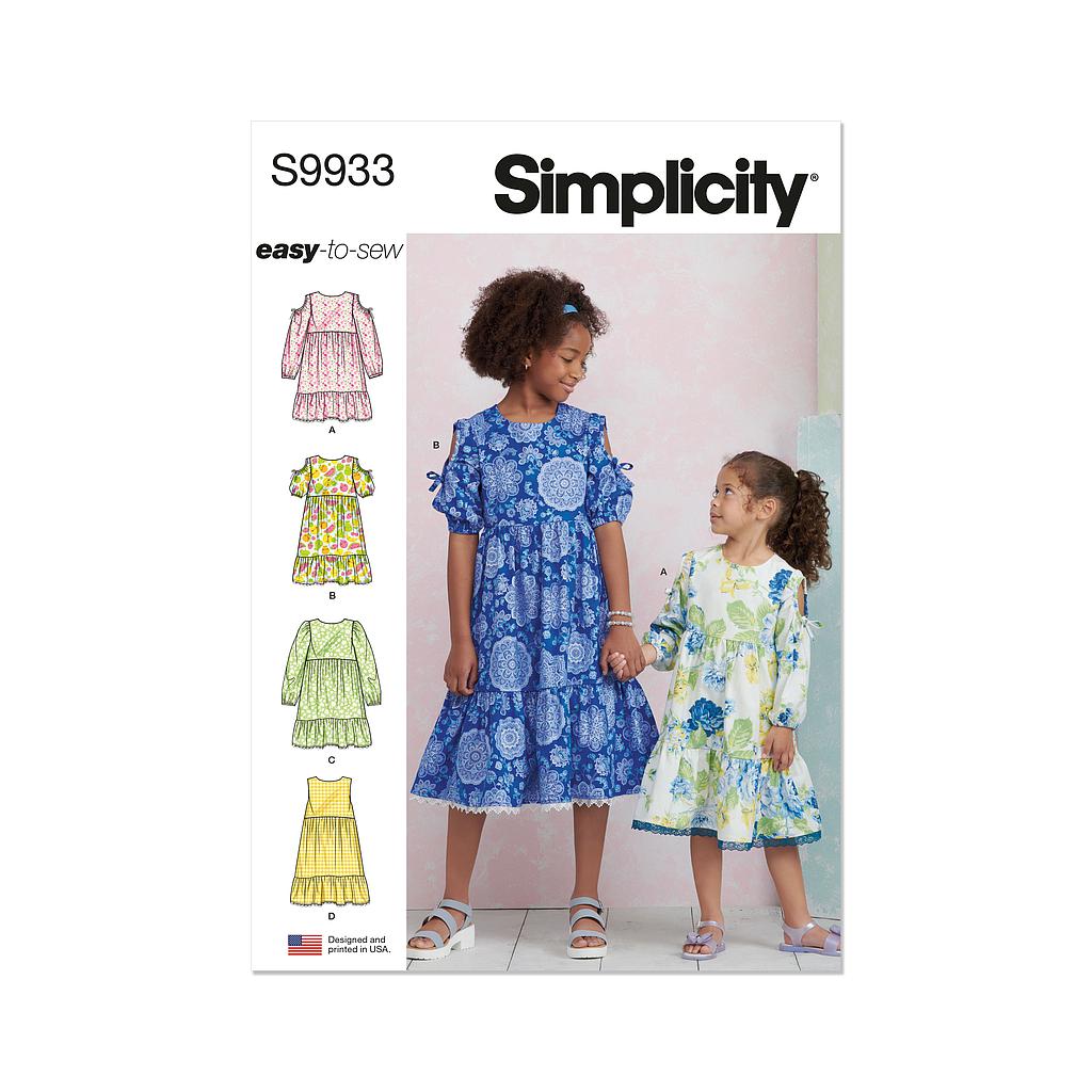 Patron Simplicity 9933 - Robe pour enfants avec variations de manches