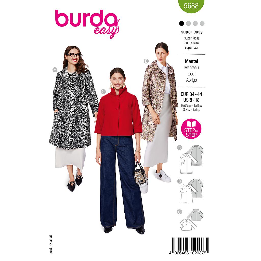 [B5688] Patron Burda 5688 - Manteau/veste