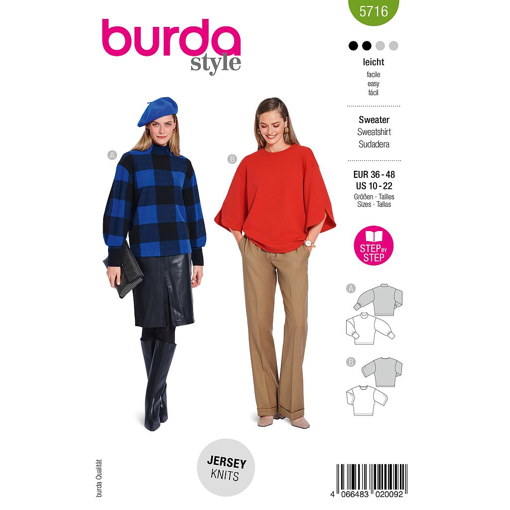 Patron Burda 5716 - Sweatshirt