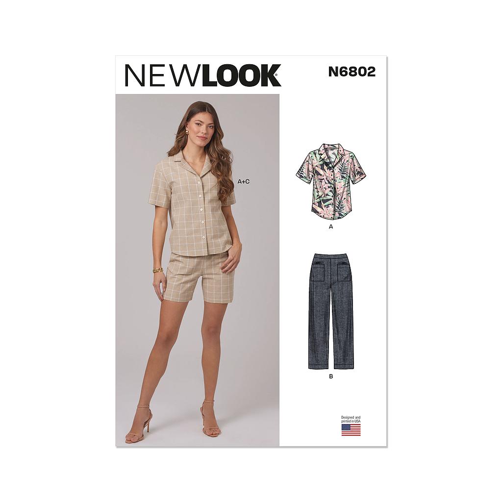 Patron New Look 6802 -  Chemises, pantalons et shorts femme