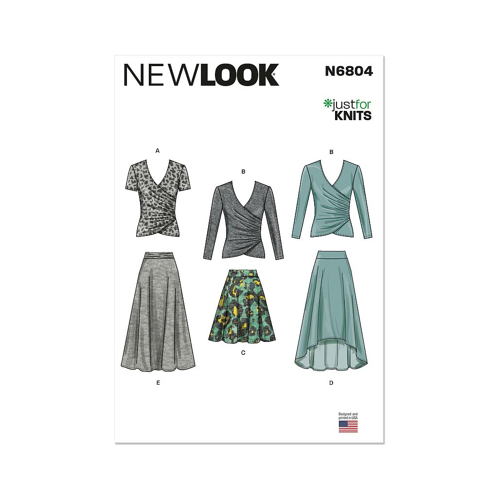 [NL6804] Patron New Look 6804 -  Hauts et jupes en maille femme