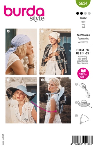 [B5634] Patron Burda 5634 - Couvre-chef