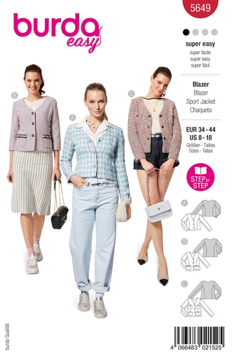 [B5649] Patron Burda 5649 - Blazer