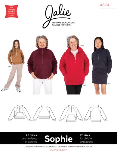 [JAL-4674] Patron Jalie 4674   SOPHIE - Kangourou demi-zip