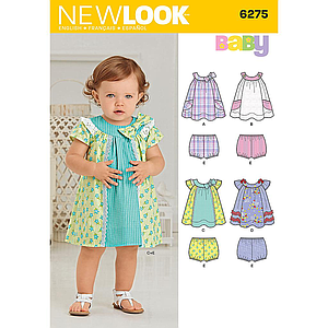 Patrón New Look 6275 Vestido y calzón de bebé 