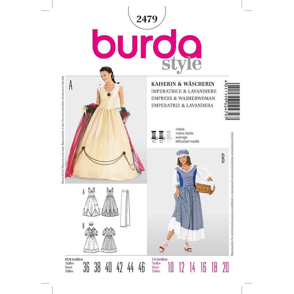 [B2479] Patron Burda Carnaval 2479 - Déguisement Historique Impératrice & Lavandière Femme