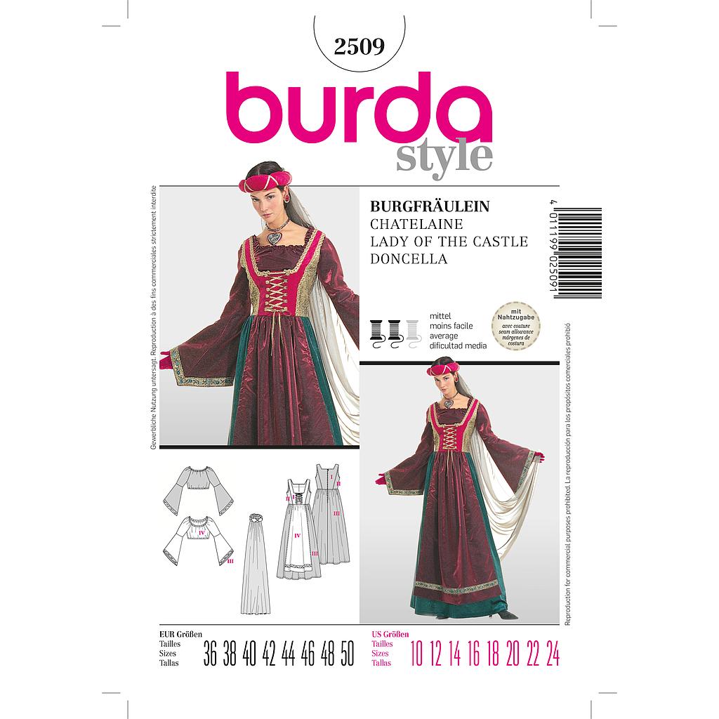 [B2509] Patron Burda Carnaval 2509 - Déguisement Historique Châtelaine Femme