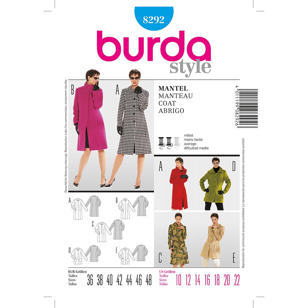 [B8292] Patron Burda 8292 Manteau