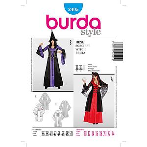 Patron Burda Carnaval 2405 - Déguisement Robe Moyen - âge, sorcière ou voyante Femme
