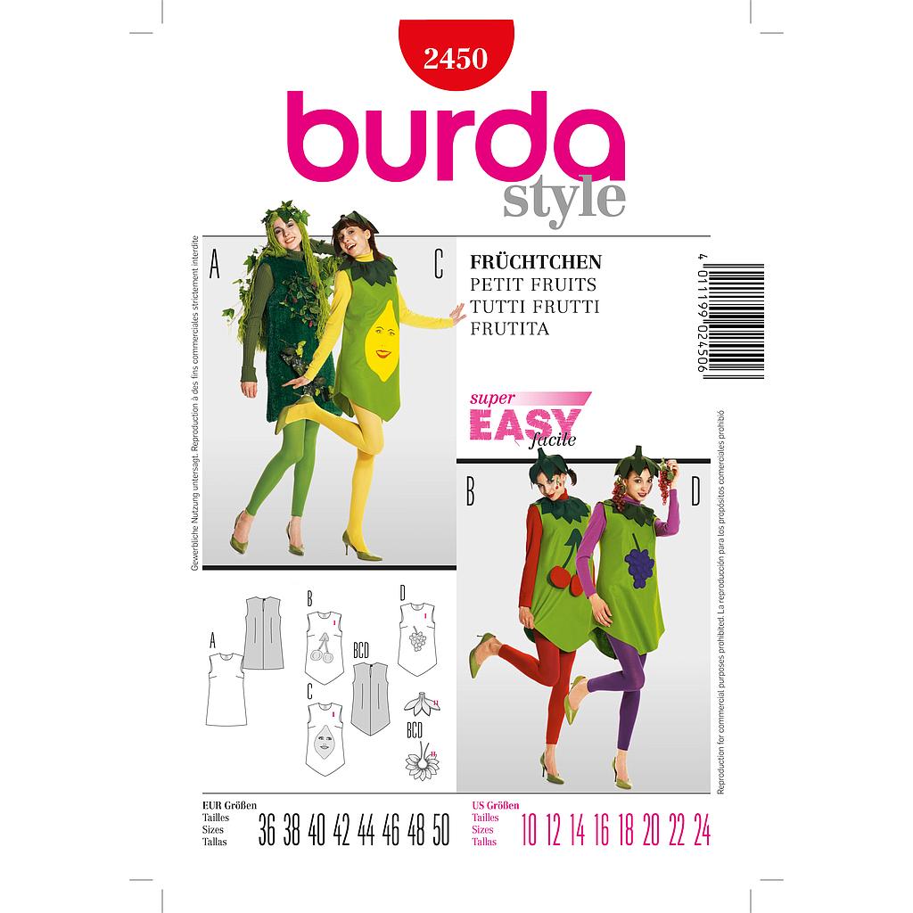 [B2450] Patron Burda Carnaval 2450 - Déguisement Tutti Frutti Femme