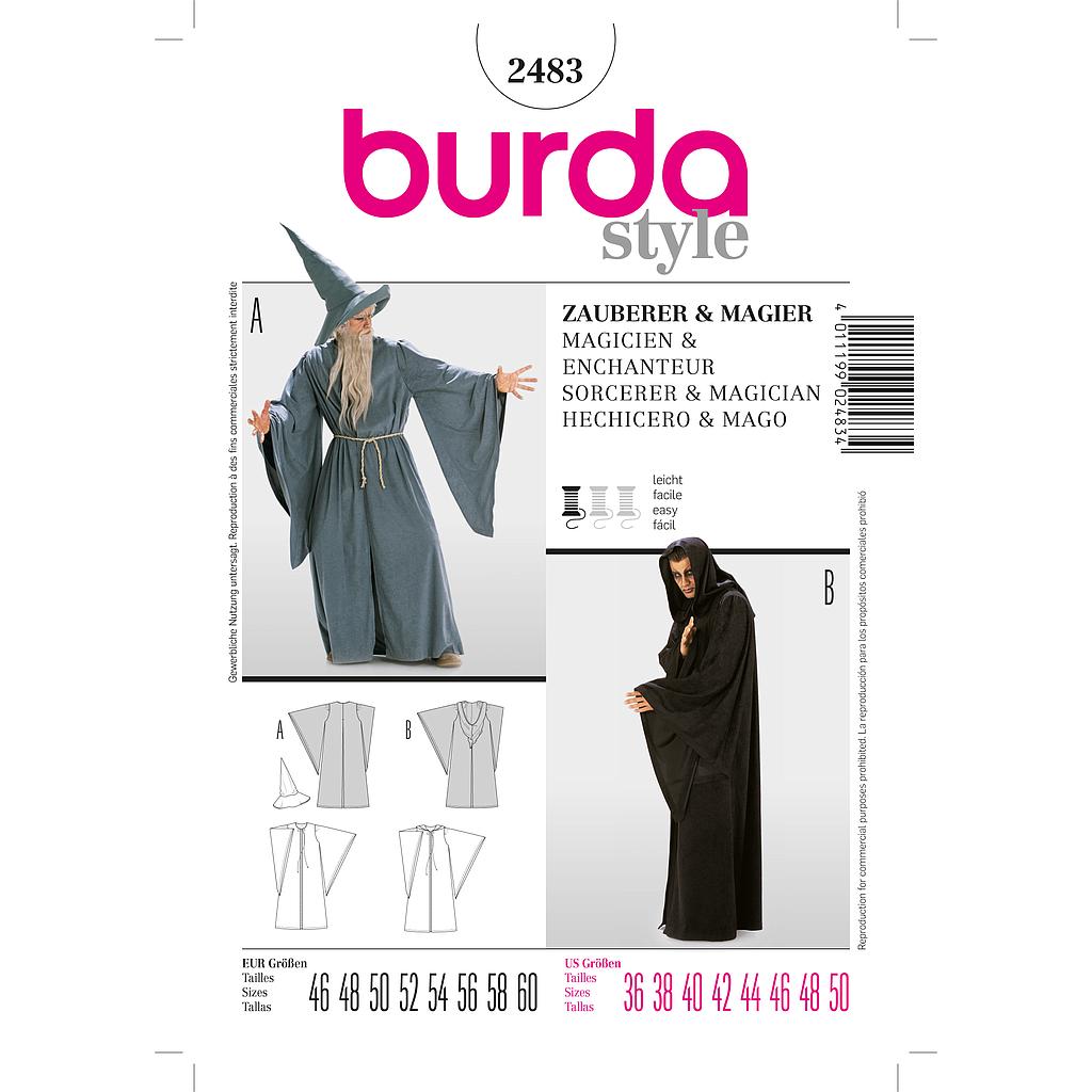 [B2483] Patron Burda Carnaval 2483 - Déguisement Magicien et  Enchanteur Homme
