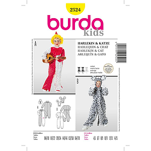 Patron Burda Carnaval 2524 - Déguisement Arlequin et Chat enfant