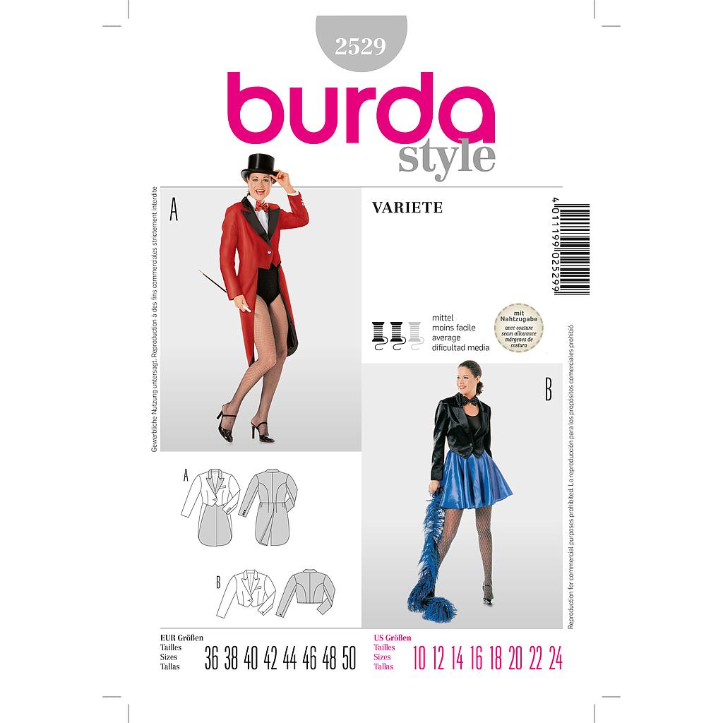 [B2529] Patron Burda Carnaval 2529 - Déguisement Veste Variété Femme