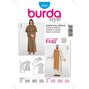 Patron Burda Carnaval 2822 - Déguisement Moine & Cheik Arabe Homme