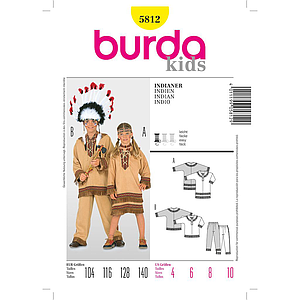 Patrón Burda 5812 Carnaval Disfraz de indio, disfraces adaptables 