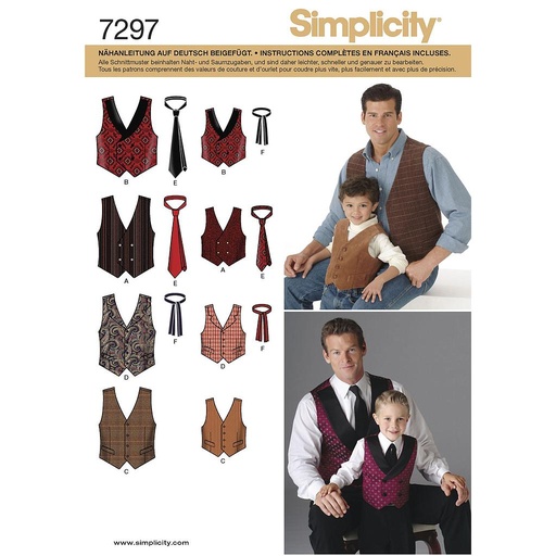 [S4762.A-(S7297)] Patron Simplicity 4762 gilet et cravate