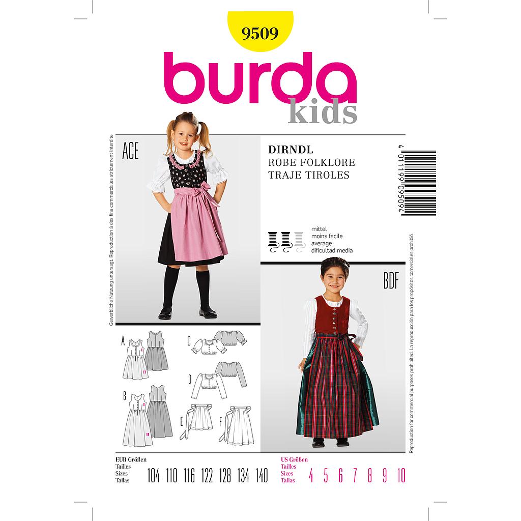 [B9509] Patron Burda 9509 Kids Robe folklore