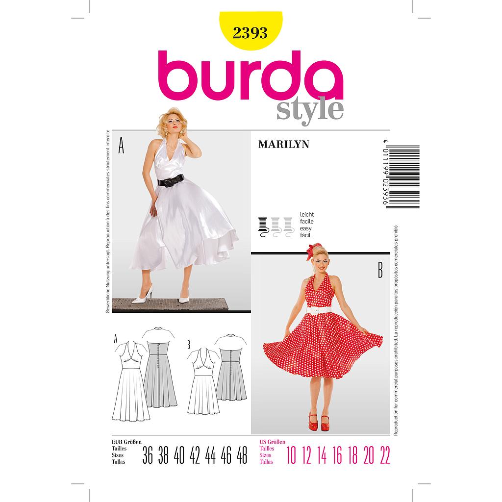 [B2393] Patron Burda Carnaval 2393 - Déguisement Marilyn Femme