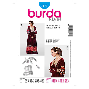 Patron Burda Carnaval 7171 - Déguisement Historique Robe Renaissance Femme