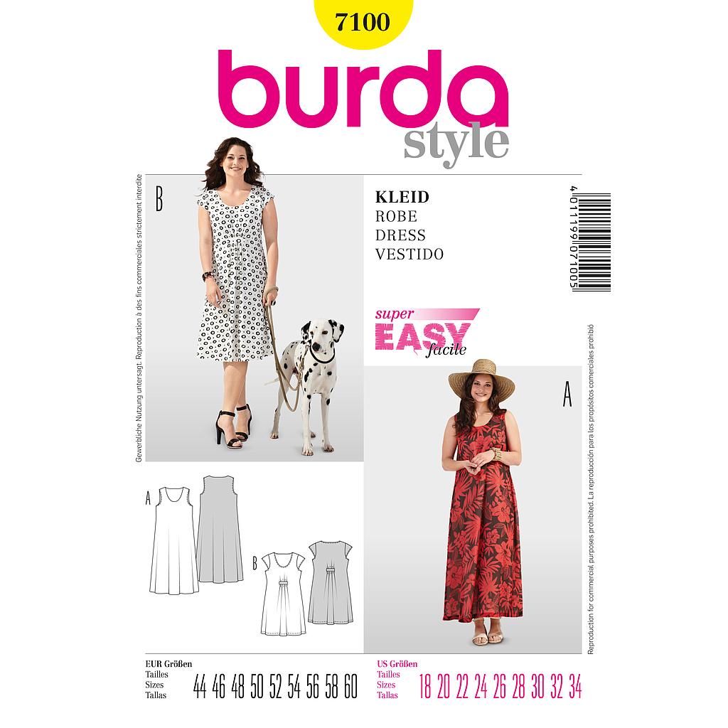[B7100] Patron Burda 7100 - Robe femme du 46 au 62