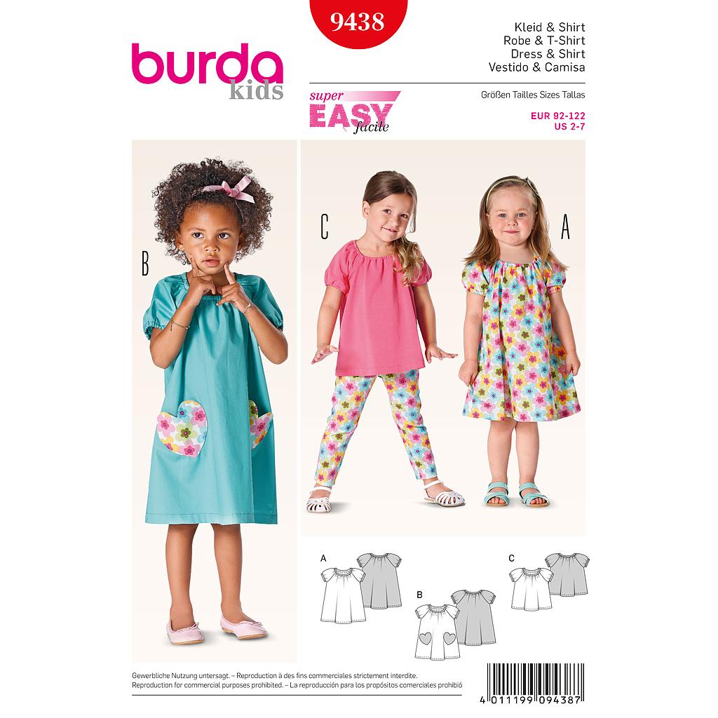 [B9438] Patron N°9438 Burda kids : Robe et t-shirt