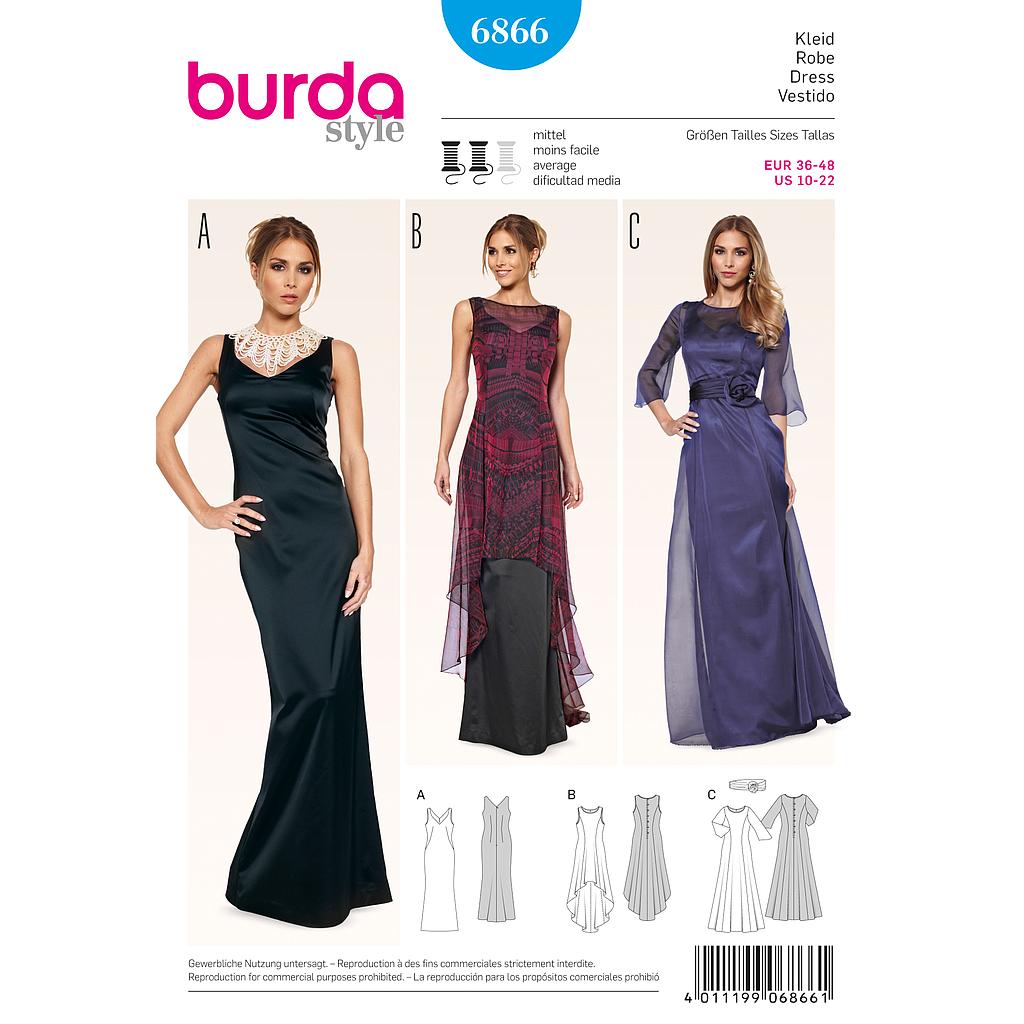 [B6866] Patron Burda 6866 Robe de soirée