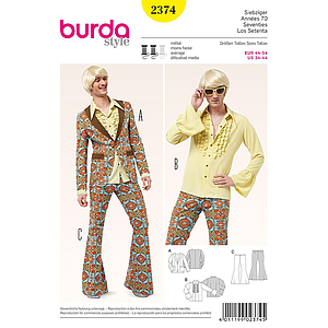 Patron Burda Carnaval 2374 - Déguisement Années 70 Homme