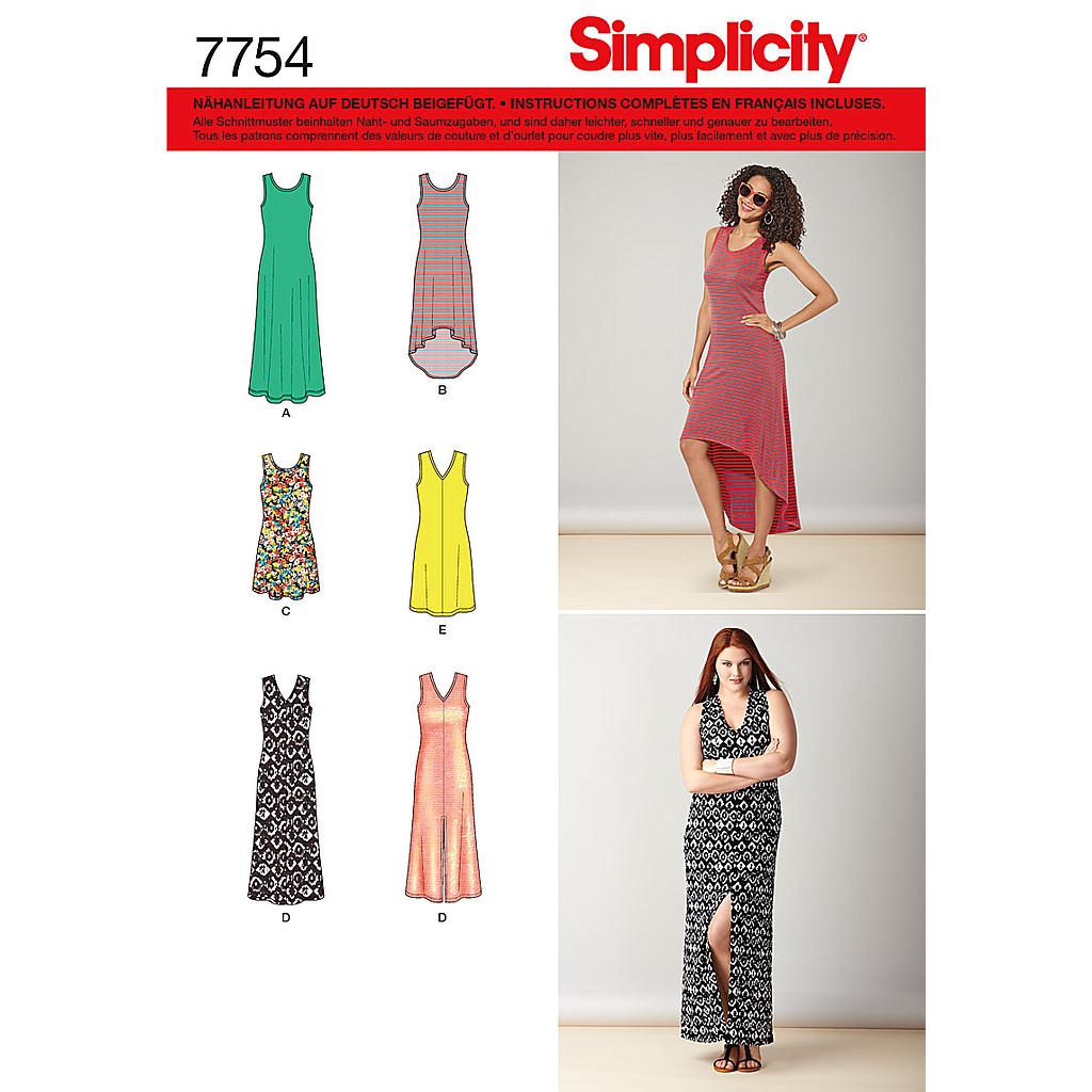 Patrón N°7754.A Simplicity : Vestido Mujer