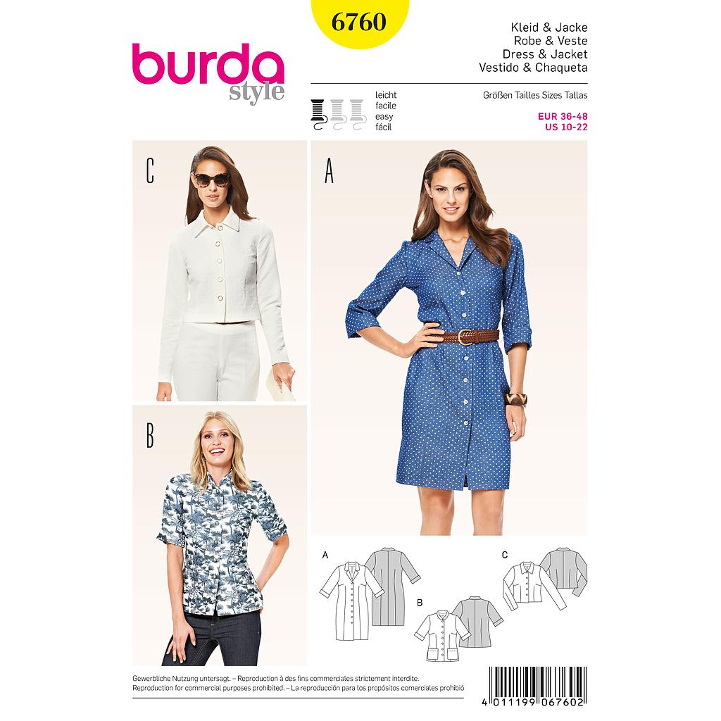 [B6760] Patron Burda 6760 Robe et veste