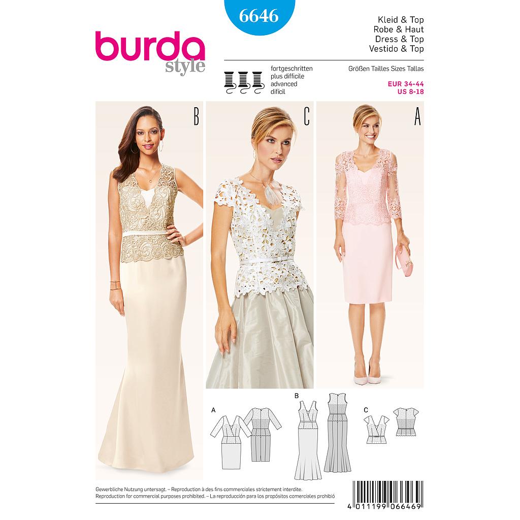 [B6646] Patron Burda 6646 Robe & Haut
