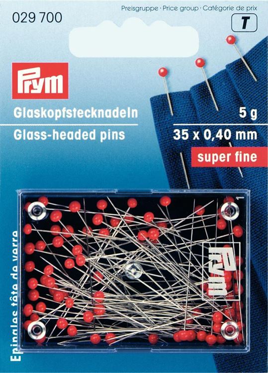 Prym - Epingles à tête en verre rouge superfin 35 x 0,4 mm 5g