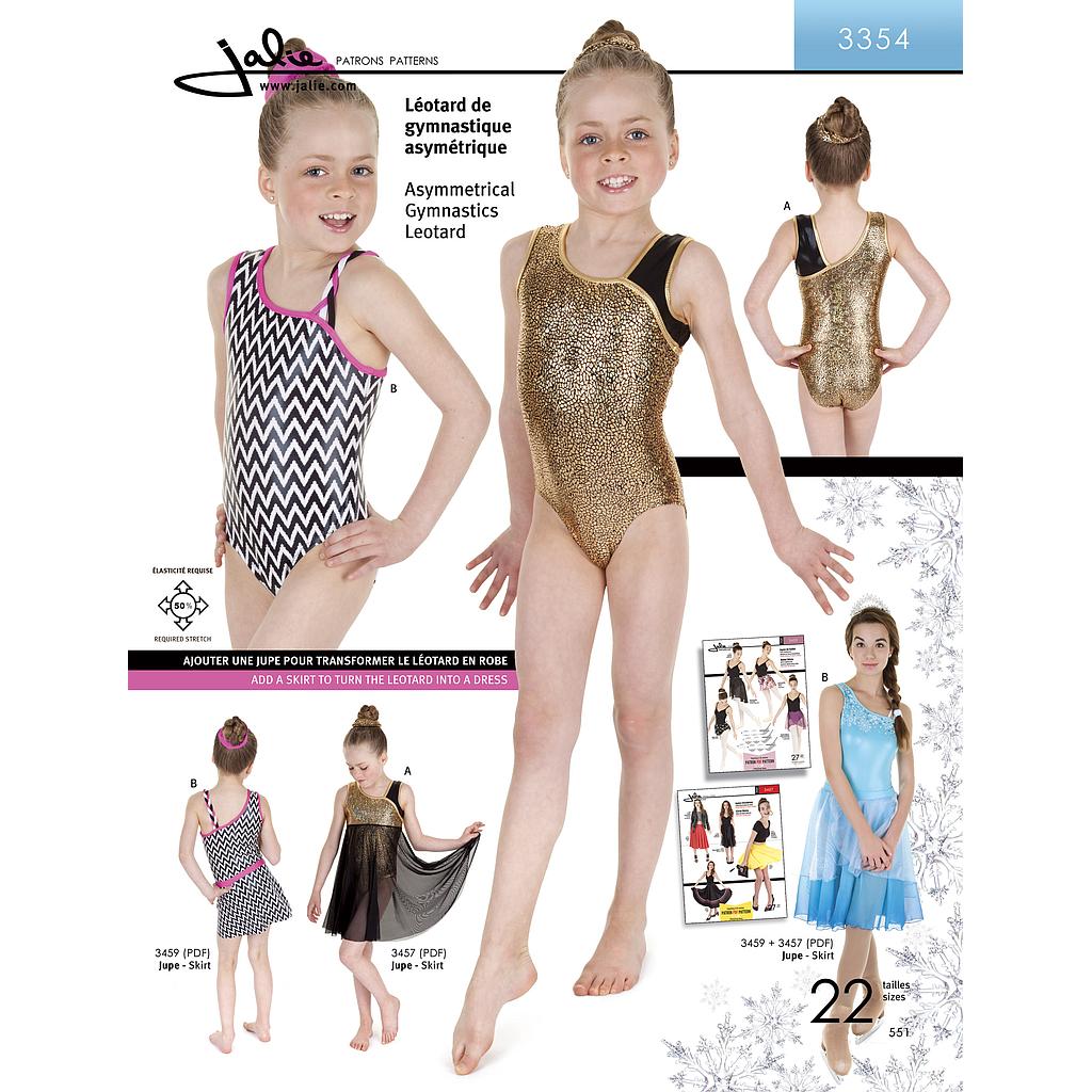 Patron Jalie 3354 Justaucorps de gymnastique asymétrique#