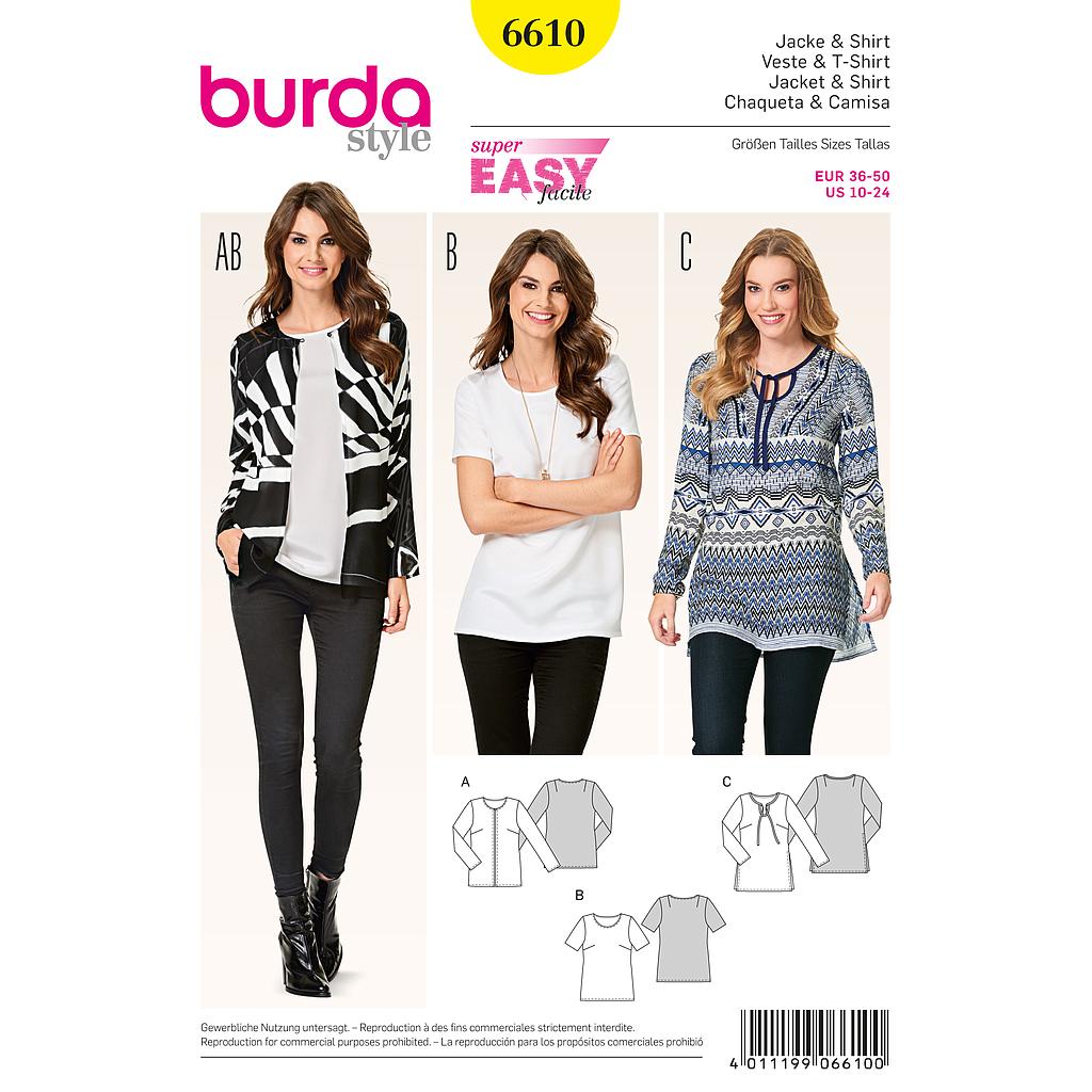 [B6610] Patron Burda 6610 Veste et Tee-Shirt