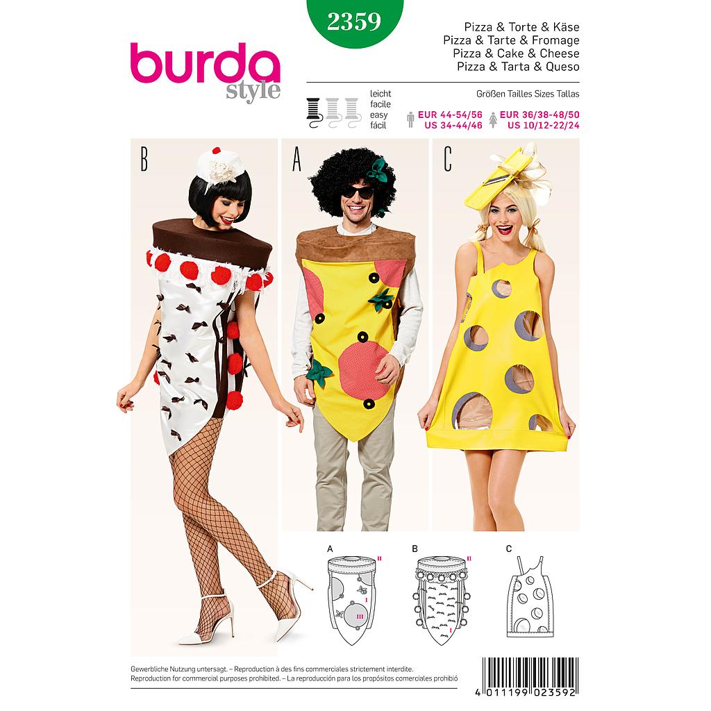 [B2359] Patron Burda Carnaval 2359 - Déguisement Pizza, tarte et fromage Femme