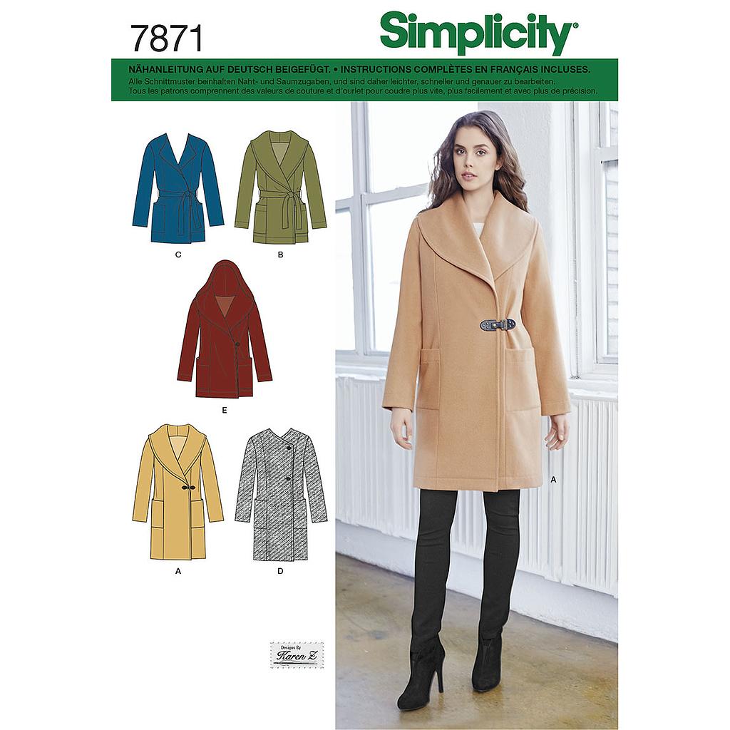 Patrón Simplicity 7871.H5 Abrigo Mujer